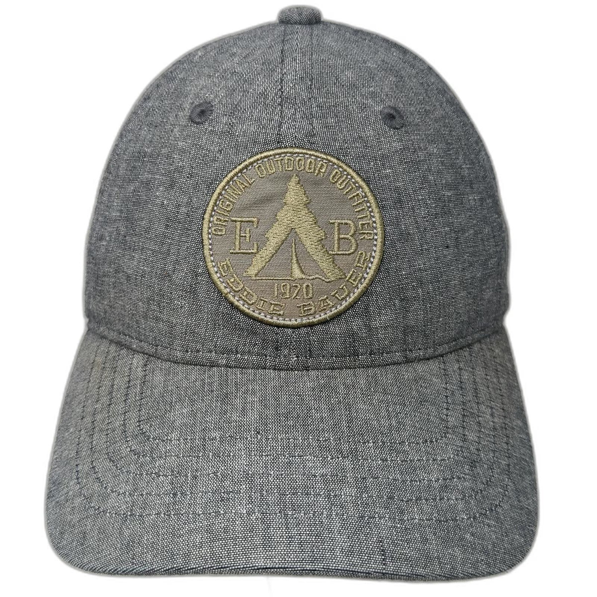 Eddie Bauer Gray Baseball Cap One Size Slideback Outdoor Patch Linen Blend Hat