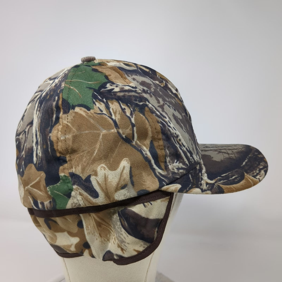 Cabela's Baseball Cap Brown Camo L Ear Flaps Advantage Hunting Woods Outdoor Hat