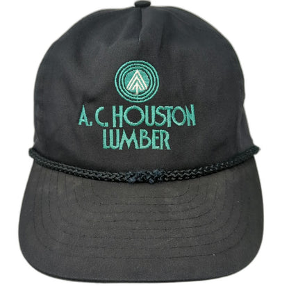 Nissin AC Houston Lumber 5 Panel Black One Size Rope Hat Adjustable Embroidered