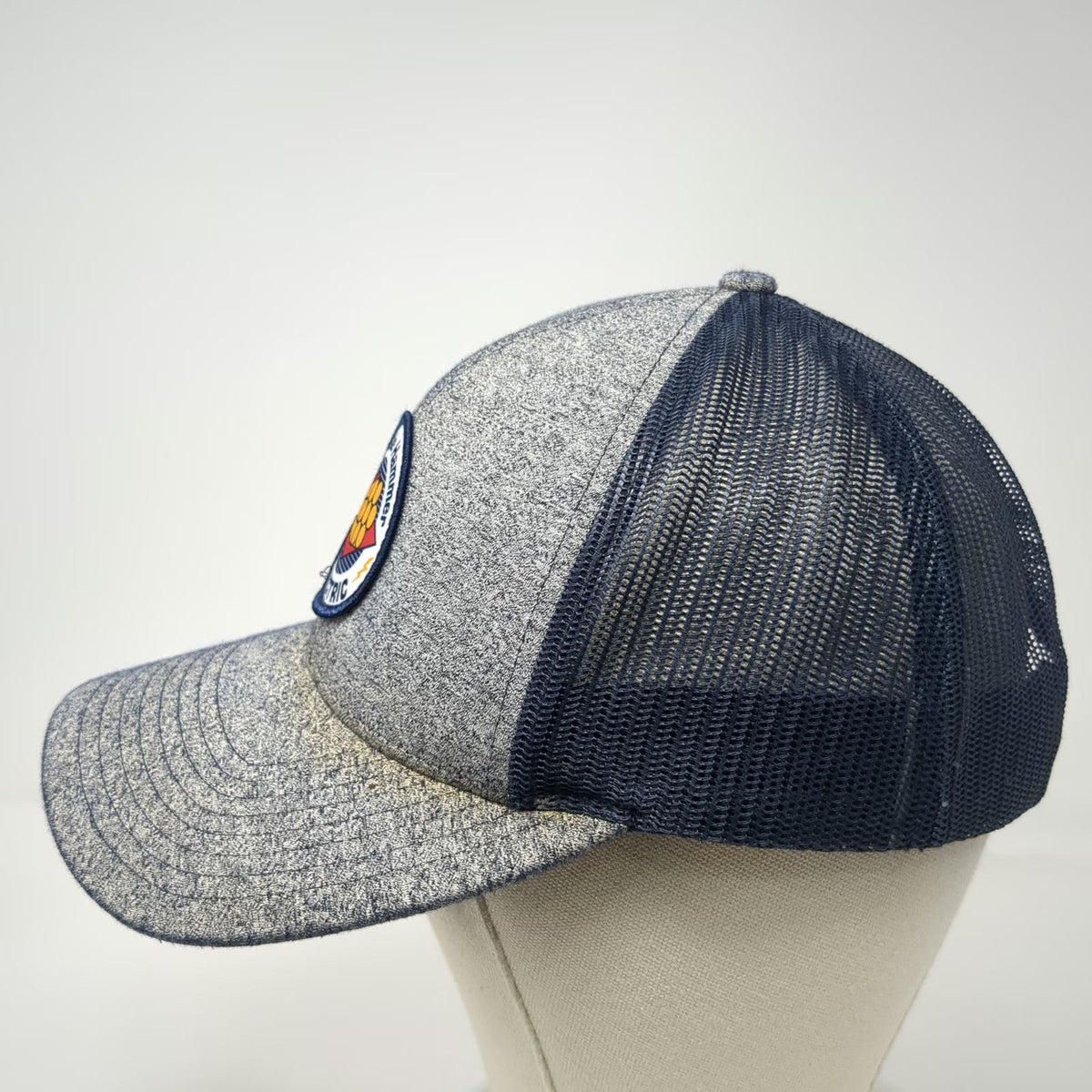 Richardson Trucker Hat Blue Gray L West Side Hammer Electric Mesh Snapback Cap