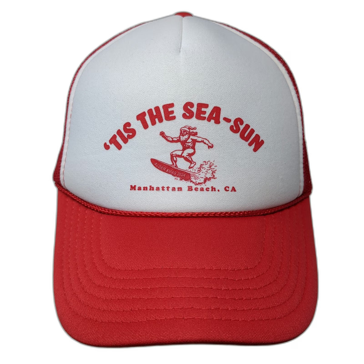 Otto Trucker Hat Red White OSFM Manhattan Beach CA Surfing Santa Xmas 2024 Foam