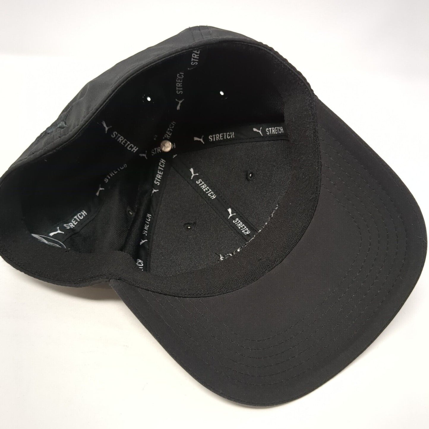 PUMA Fitted Hat Black One Size Stretch Embroidered Logo Vent Holes