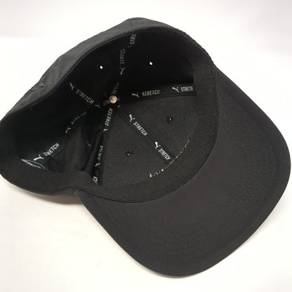 PUMA Fitted Hat Black One Size Stretch Embroidered Logo Vent Holes