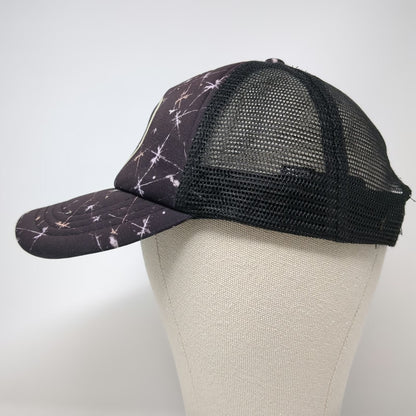 Volcom Trucker Hat Black One Size Starburst Print Mesh Back Snapback Logo Hat