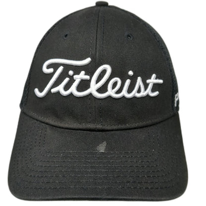New Era Titleist Baseball Cap Black M Mesh FootJoy Pro V1 Stretch Fit Hat