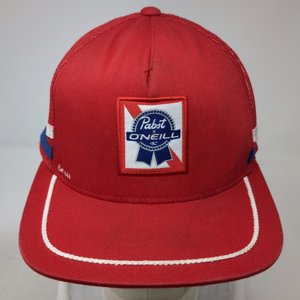 O'Neill Pabst Blue Ribbon Beer Trucker Hat Red One Size Rope Mesh Snapback