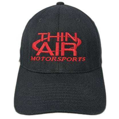 Flexfit Baseball Cap Black M Thin Air Motorsports Embroidered Hat Tan Underbrim