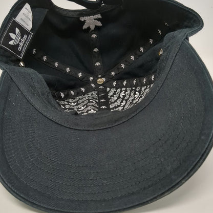 Adidas Baseball Cap Black One Size Trefoil Logo Cotton Slideback Eyelets Hat