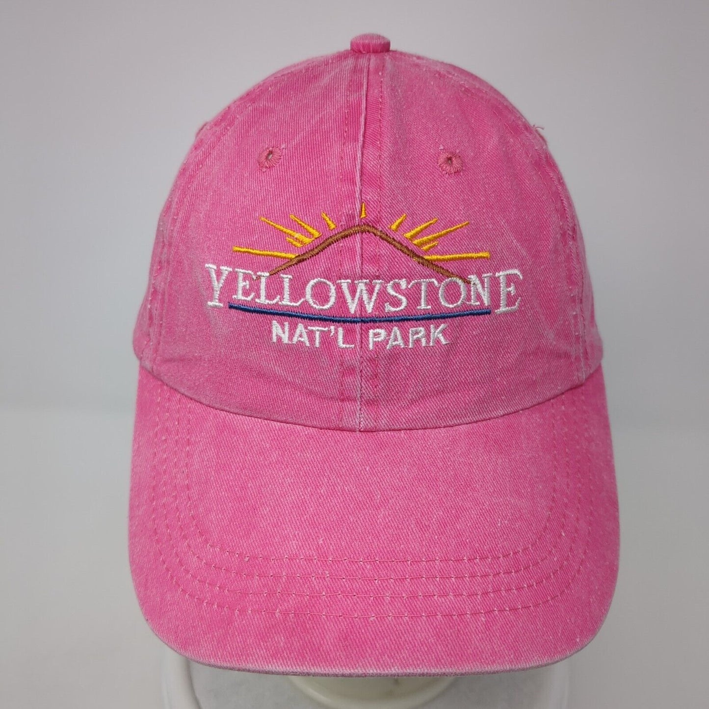 Yellowstone Nat'l Park Strapback Hat Pink One Size Adjustable Top Image USA