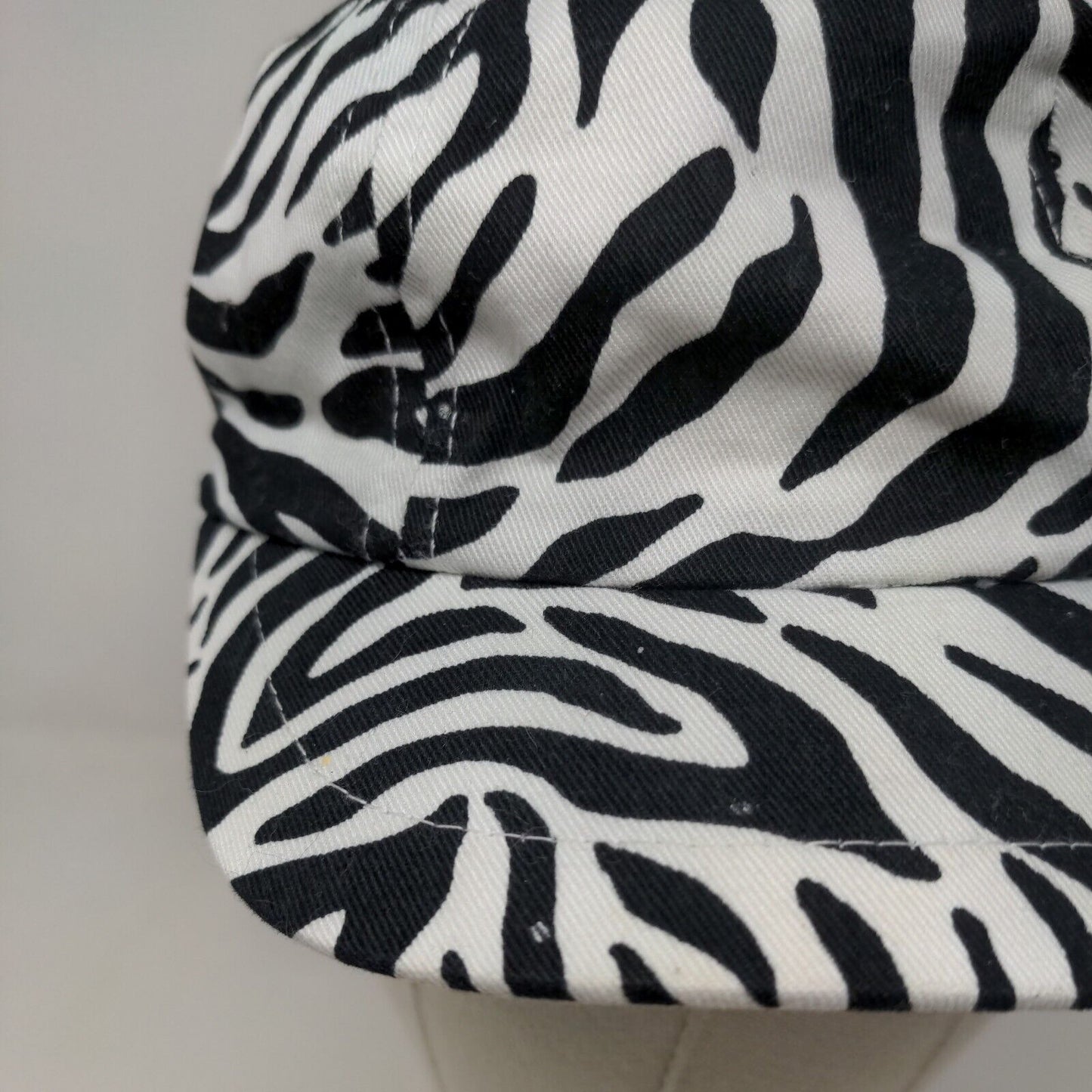 Healthtex Girl's Cadet Cap Hat White Black Size OS Blank Zebra Stripes