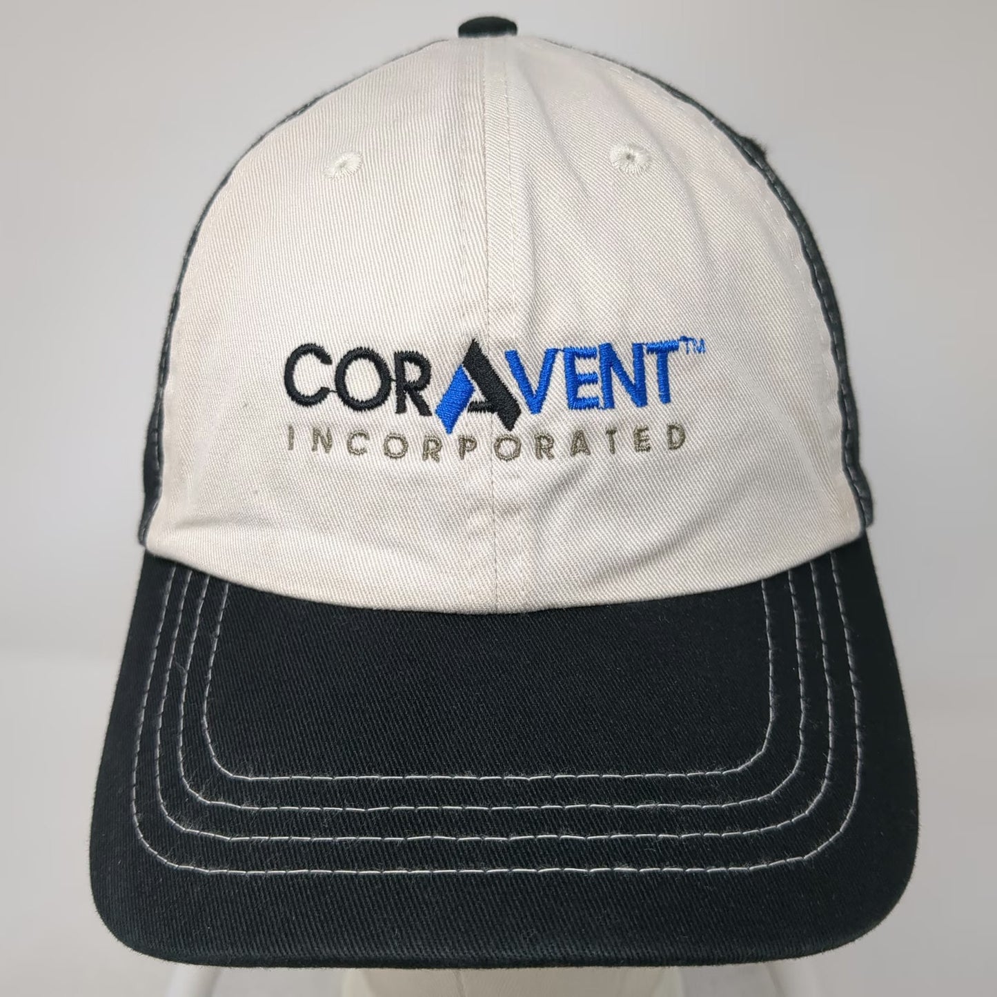 Black Baseball Cap OSFM Adjustable Hat Cor-Avent Incorporated Contrast Stitch