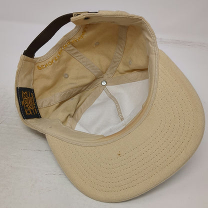 Pendleton Woolen Mills Yupoong 5 Panel Beige Hat OSFM Leather Strapback Patch