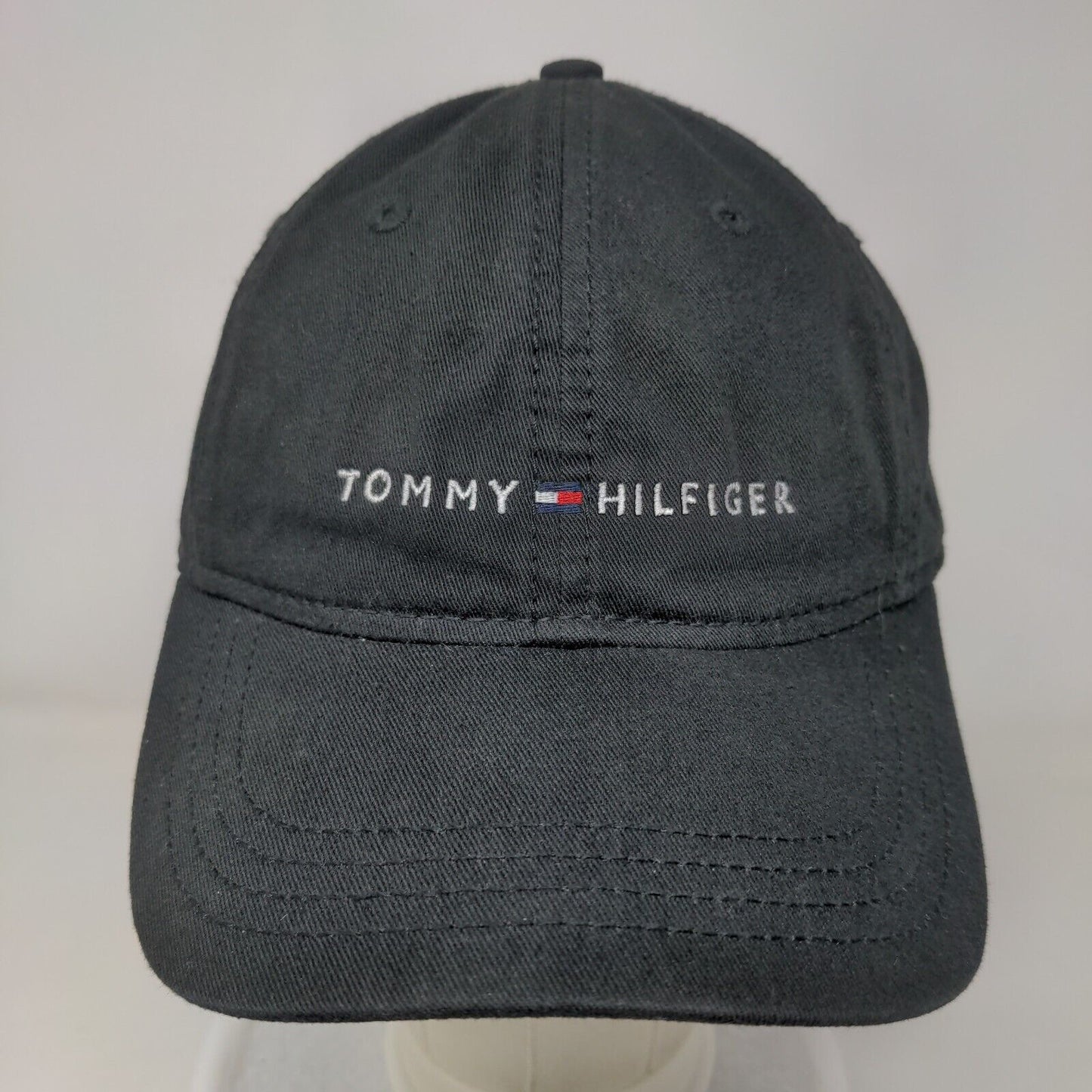 Tommy Hilfiger Slideback Hat Black One Size Adjustable Leather Strap