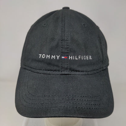 Tommy Hilfiger Slideback Hat Black One Size Adjustable Leather Strap