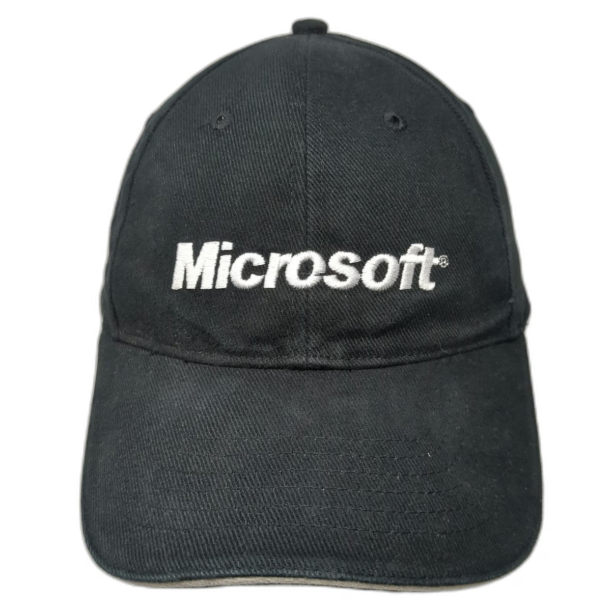 Sweda Microsoft Baseball Cap Black Hat Embroidered Adjustable Strapback Vintage