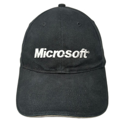 Sweda Microsoft Baseball Cap Black Hat Embroidered Adjustable Strapback Vintage