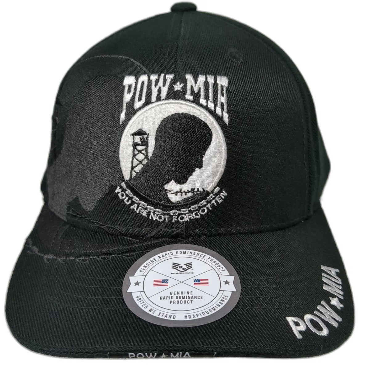 Rapid Dominance Baseball Cap Black One Size Strapback Hat POW MIA Veteran Logo
