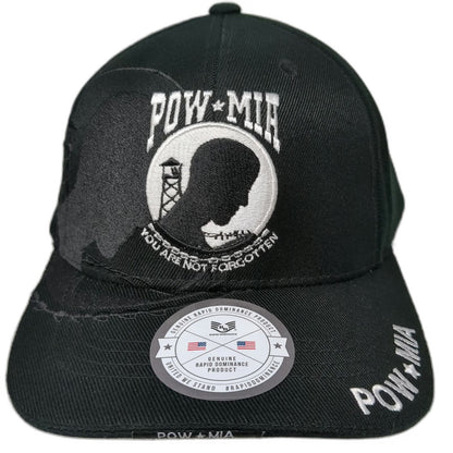 Rapid Dominance Baseball Cap Black One Size Strapback Hat POW MIA Veteran Logo