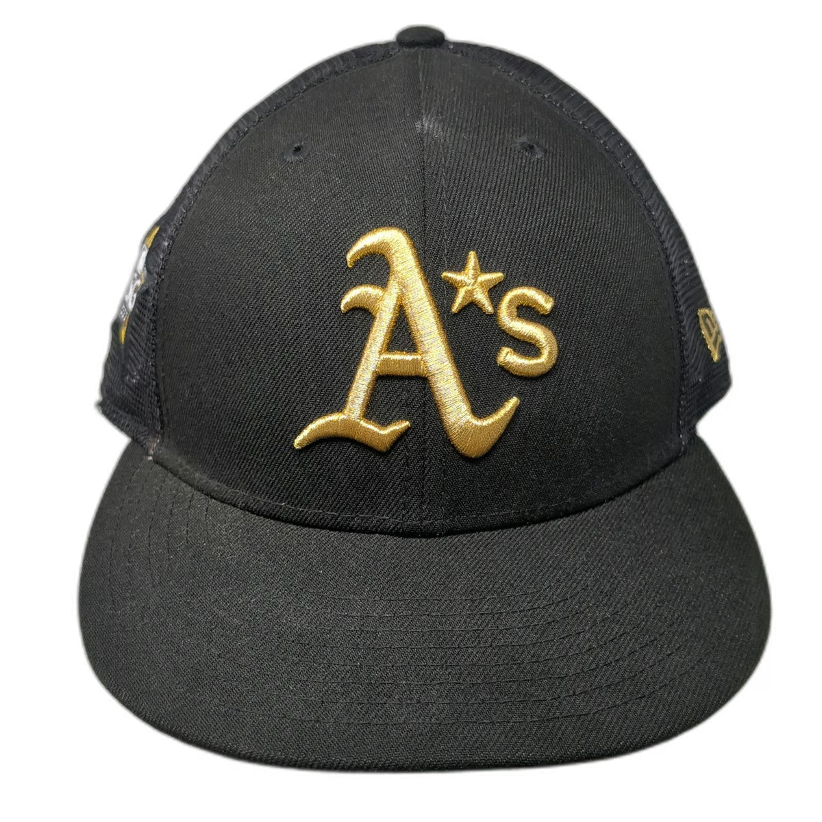 New Era Oakland Athletics MLB Trucker Hat Black Gold 7 7/8 ASG 2022 Mesh Pattern