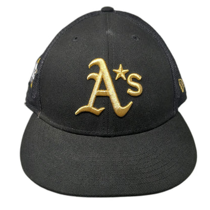 New Era Oakland Athletics MLB Trucker Hat Black Gold 7 7/8 ASG 2022 Mesh Pattern