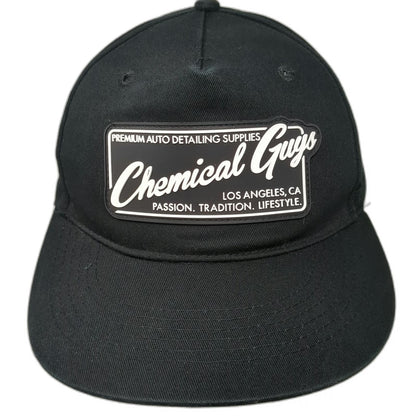 Chemical Guys 5 Panel Black One Size Snapback Cotton Logo Detailing Hat