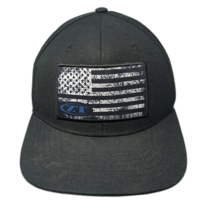 Zero Tolerance Snapback Hat Black One Size ZT American Flag Logo Patch Knife
