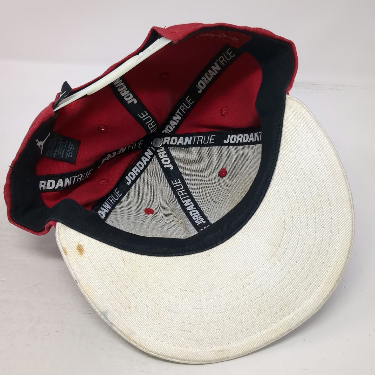 Jordan Snapback Red One Size Hat Jumpman Logo Embroidered Cotton White Flat Brim
