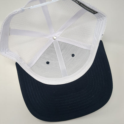 D.L. Evans Bank Patch Snapback Trucker Hat Blue One Size Mesh Back