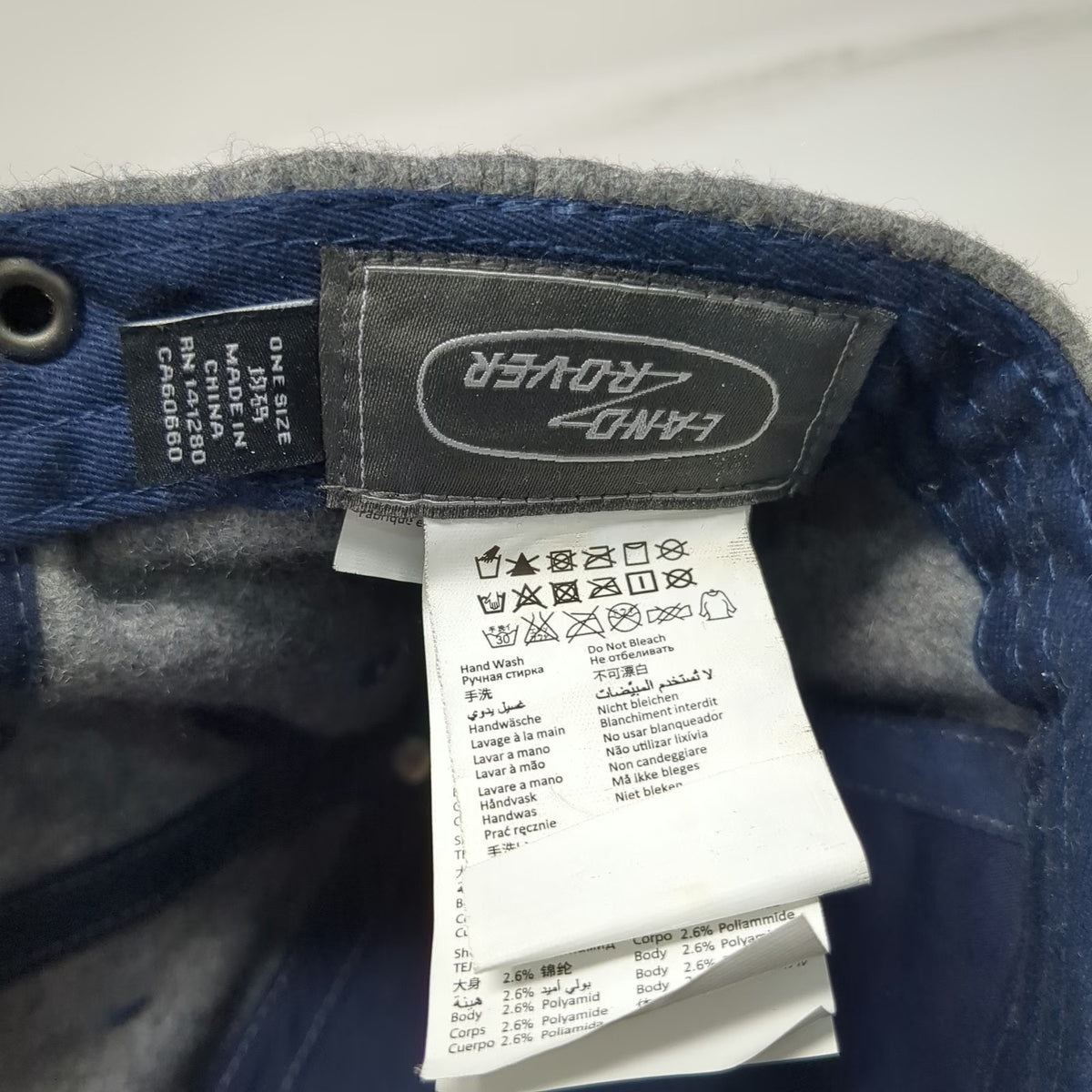 Land Rover 5 Panel Gray Blue Wool Blend Hat One Size Embroidered Logo Cap