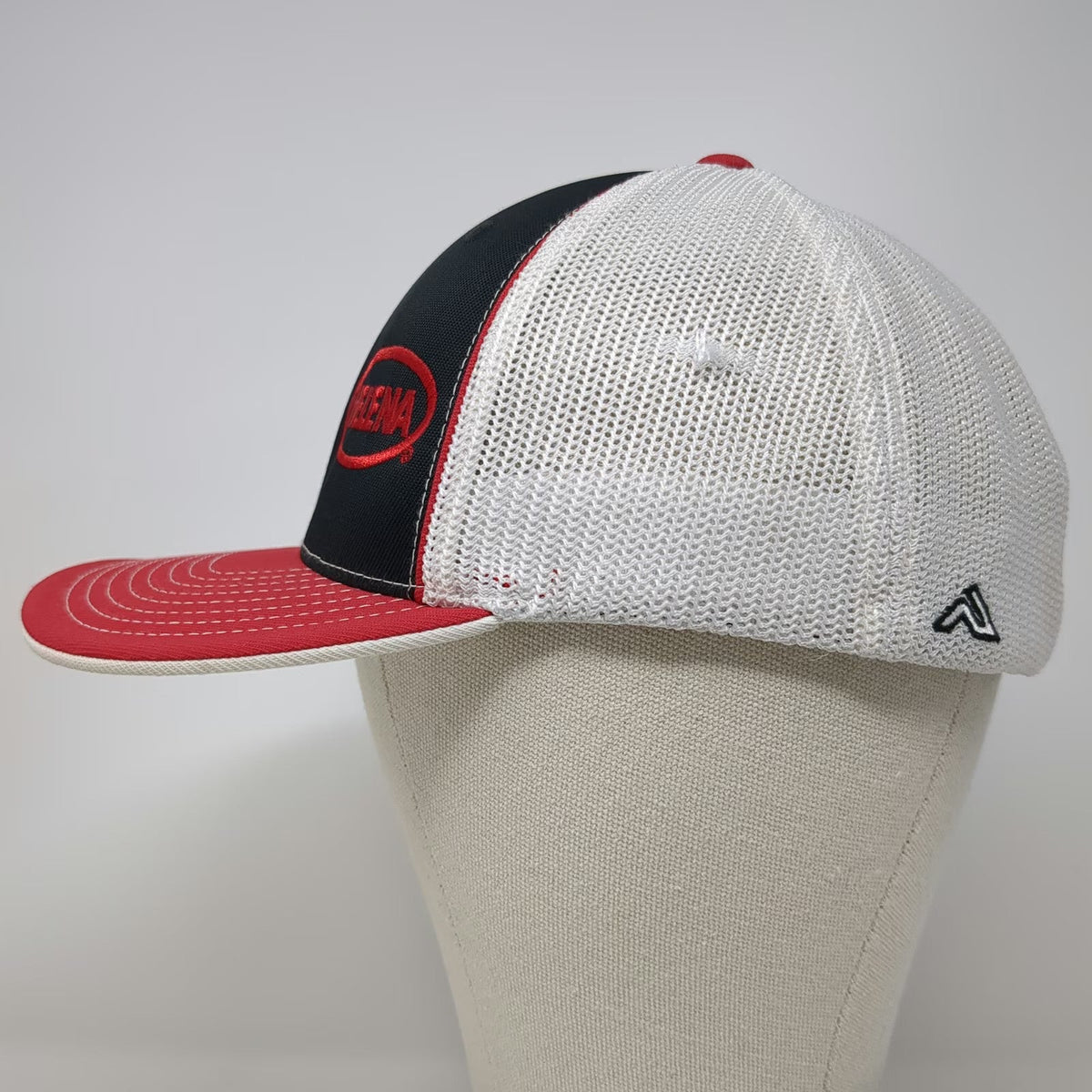 Pacific Headwear Baseball Cap Black Red White 7 3/8 Mesh Flexfit Skull Logo Hat
