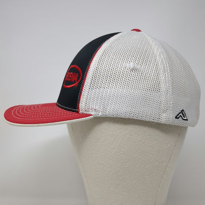 Pacific Headwear Baseball Cap Black Red White 7 3/8 Mesh Flexfit Skull Logo Hat