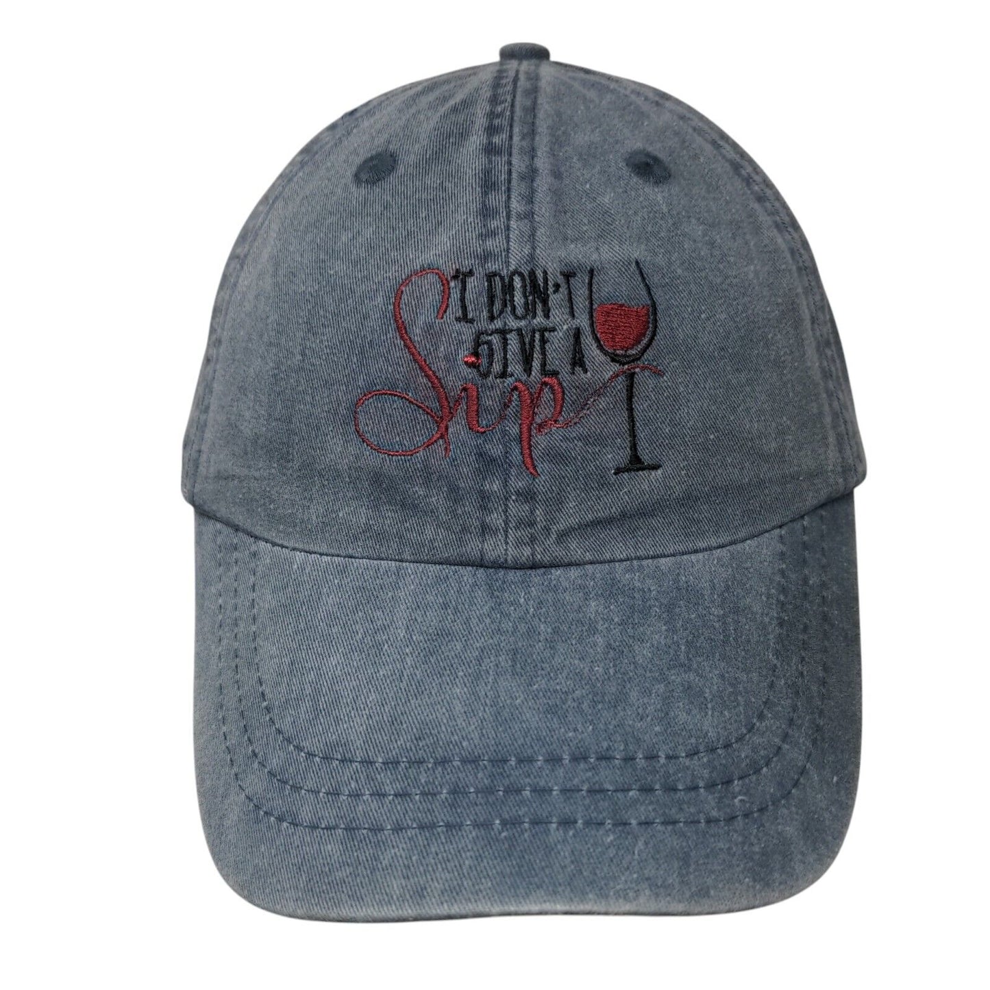 I Don't Give A Sip Slideback Hat Blue One Size Leather Strap Adams