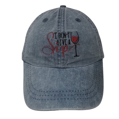 I Don't Give A Sip Slideback Hat Blue One Size Leather Strap Adams