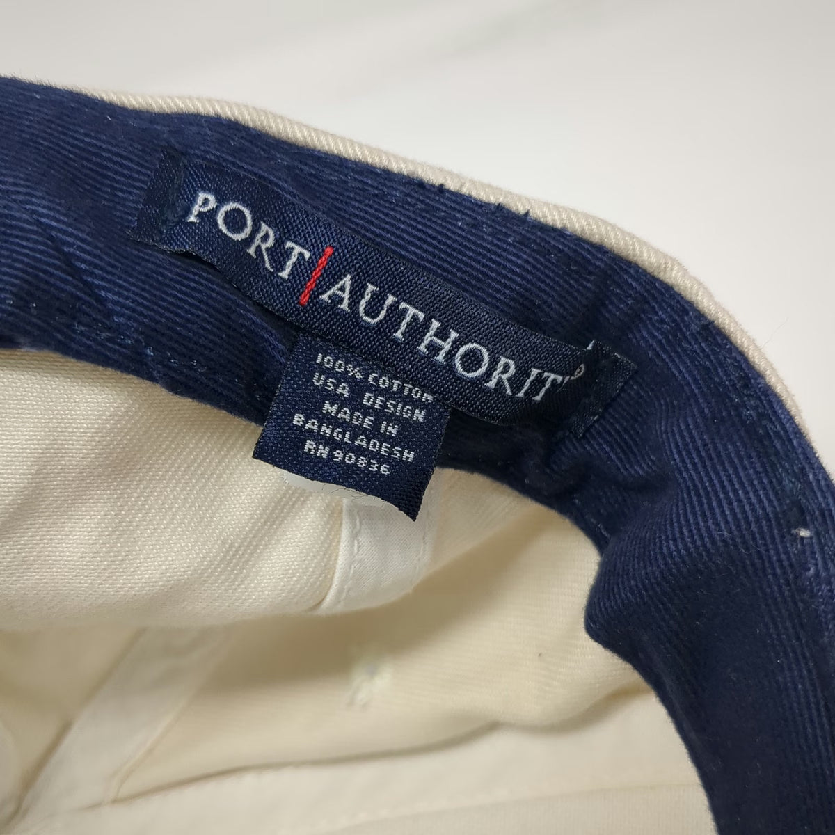 Port Authority Baseball Cap Beige Blue One Size Strapback Embroidered NAC Hat