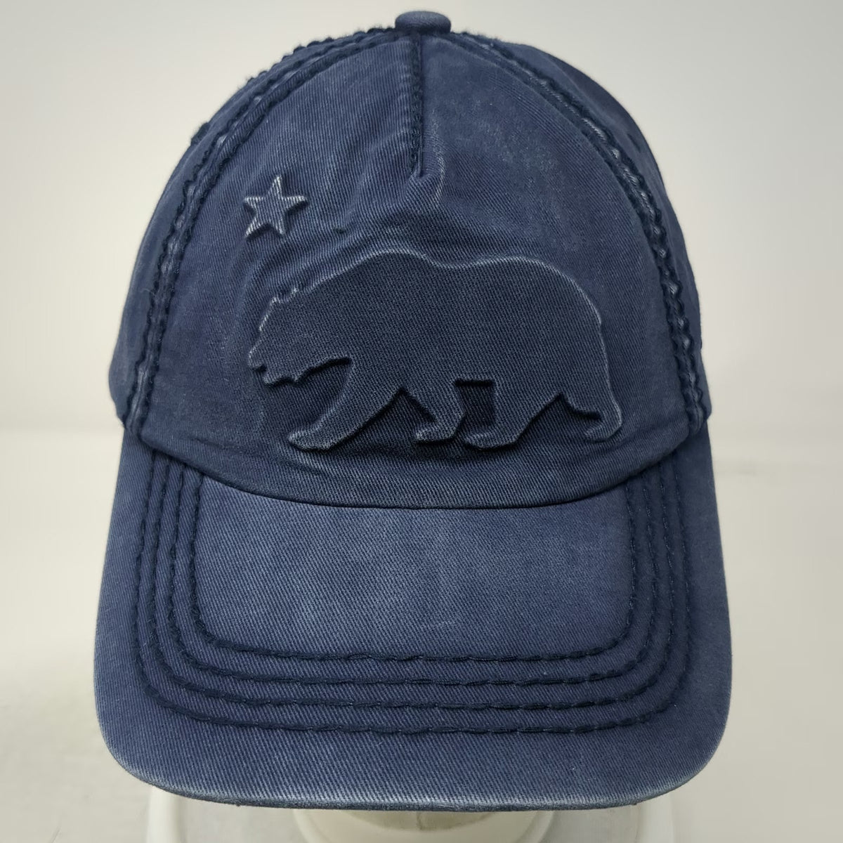 Robin Ruth 5 Panel Blue One Size Strapback California Bear Logo Hat Cotton