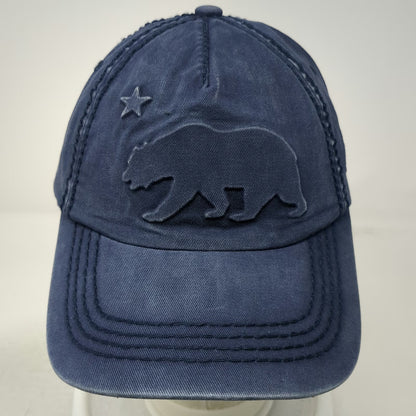 Robin Ruth 5 Panel Blue One Size Strapback California Bear Logo Hat Cotton