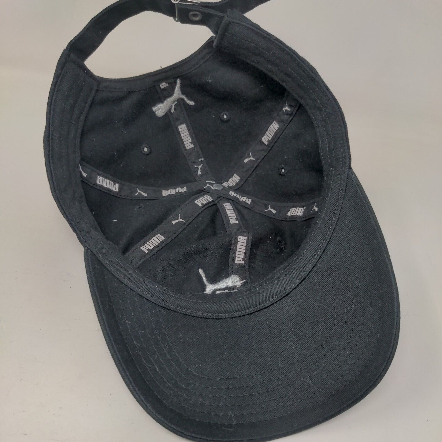 PUMA Slideback Hat Black One Size Adjustable Embroidered Logo 6 Panel