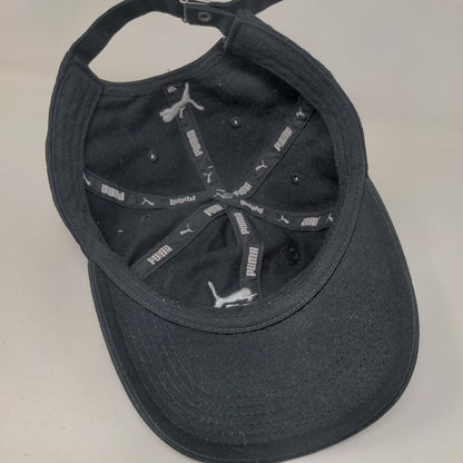 PUMA Slideback Hat Black One Size Adjustable Embroidered Logo 6 Panel