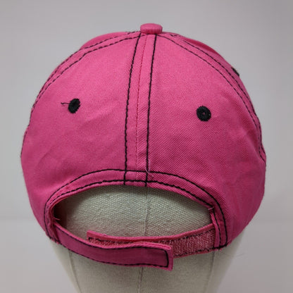 WTA Monogram Strapback Hat Pink One Size Adjustable Embroidered 6 Panel Cotton