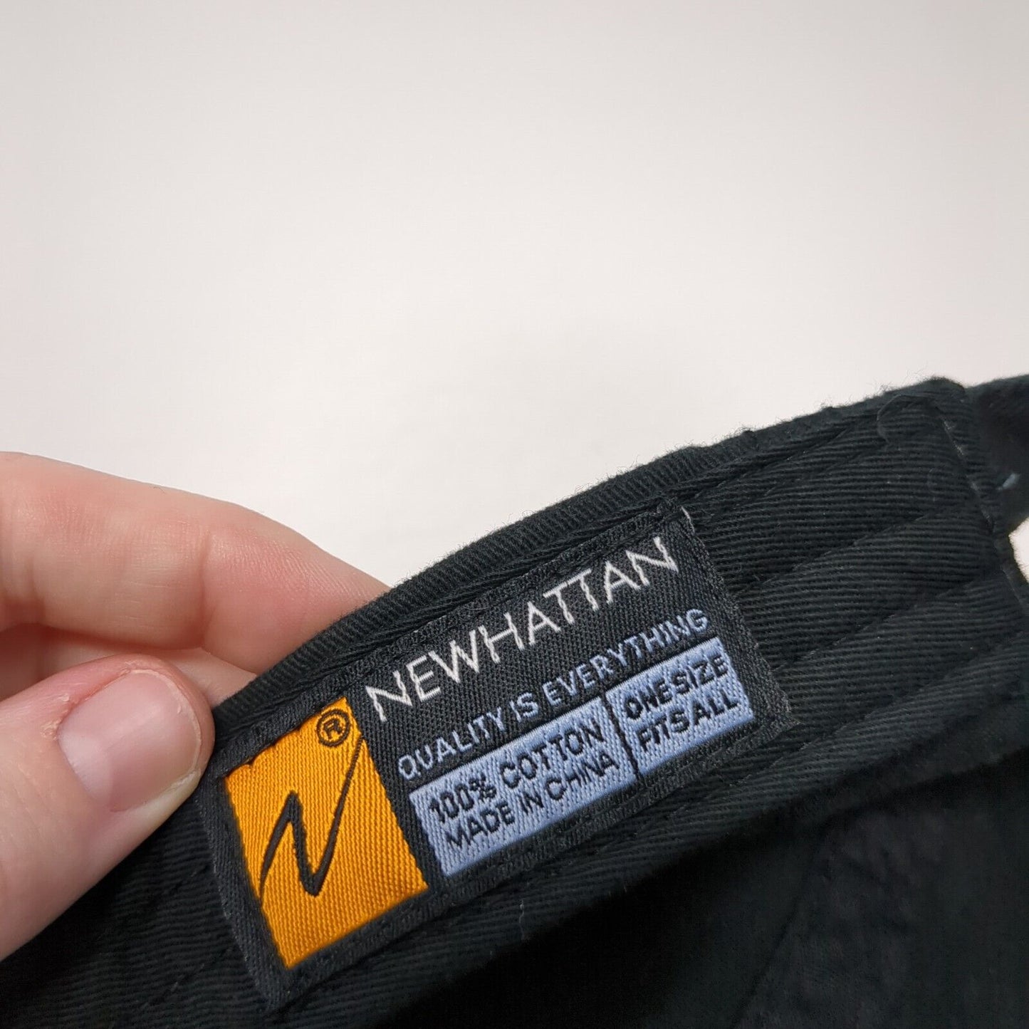 Newhattan Slideback 5 Panel Cap Black One Size Adjustable Breathable Blank