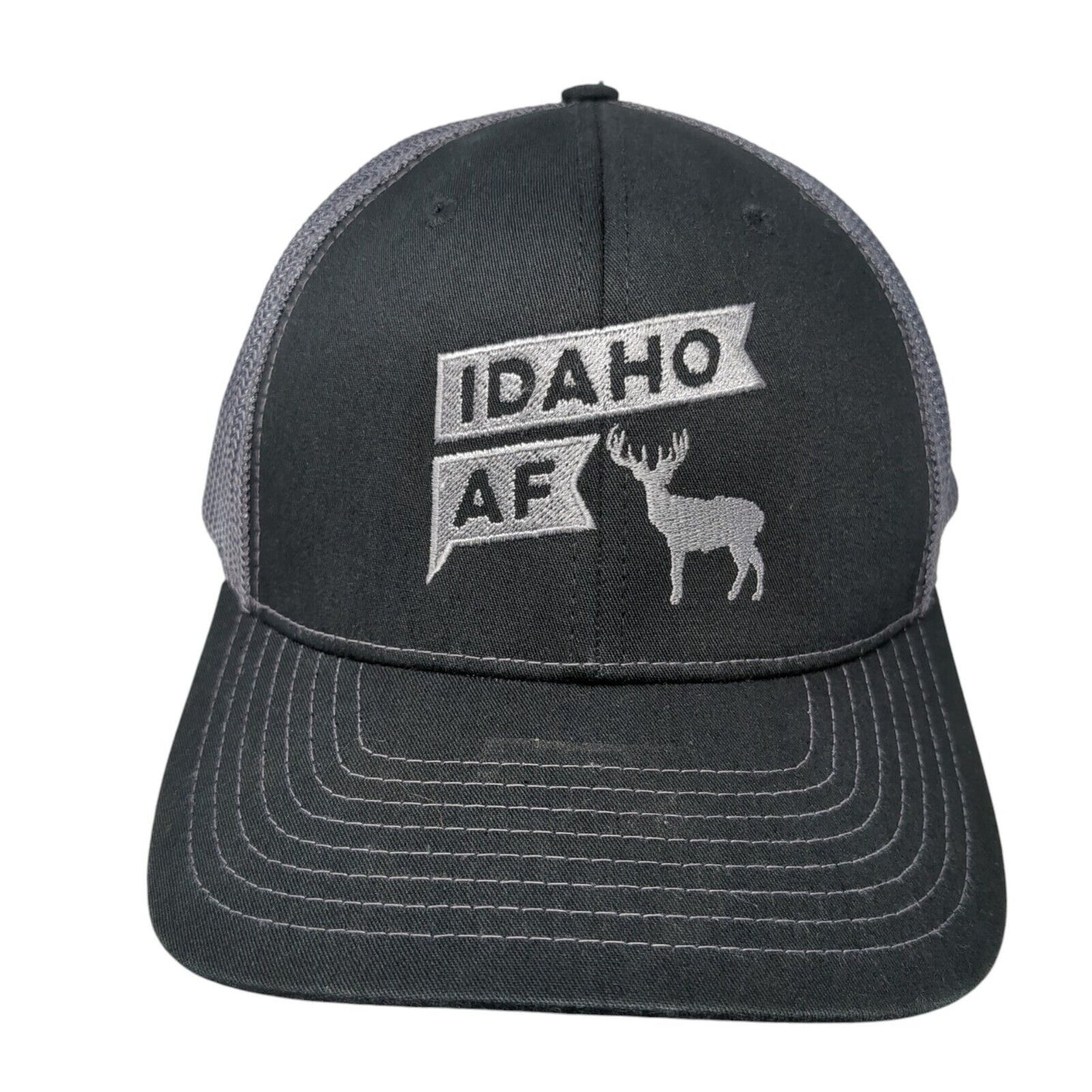 Idaho AF Snapback Trucker Hat Black One Size Adjustable Mesh Back Richardson