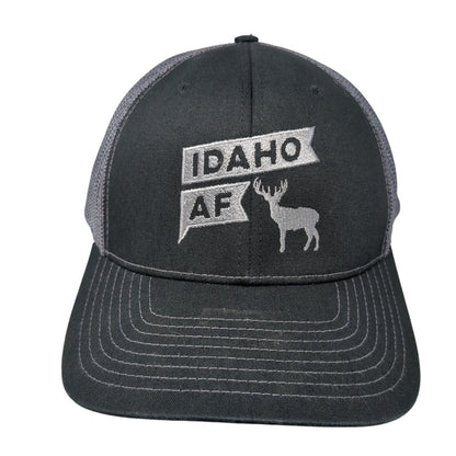 Idaho AF Snapback Trucker Hat Black One Size Adjustable Mesh Back Richardson