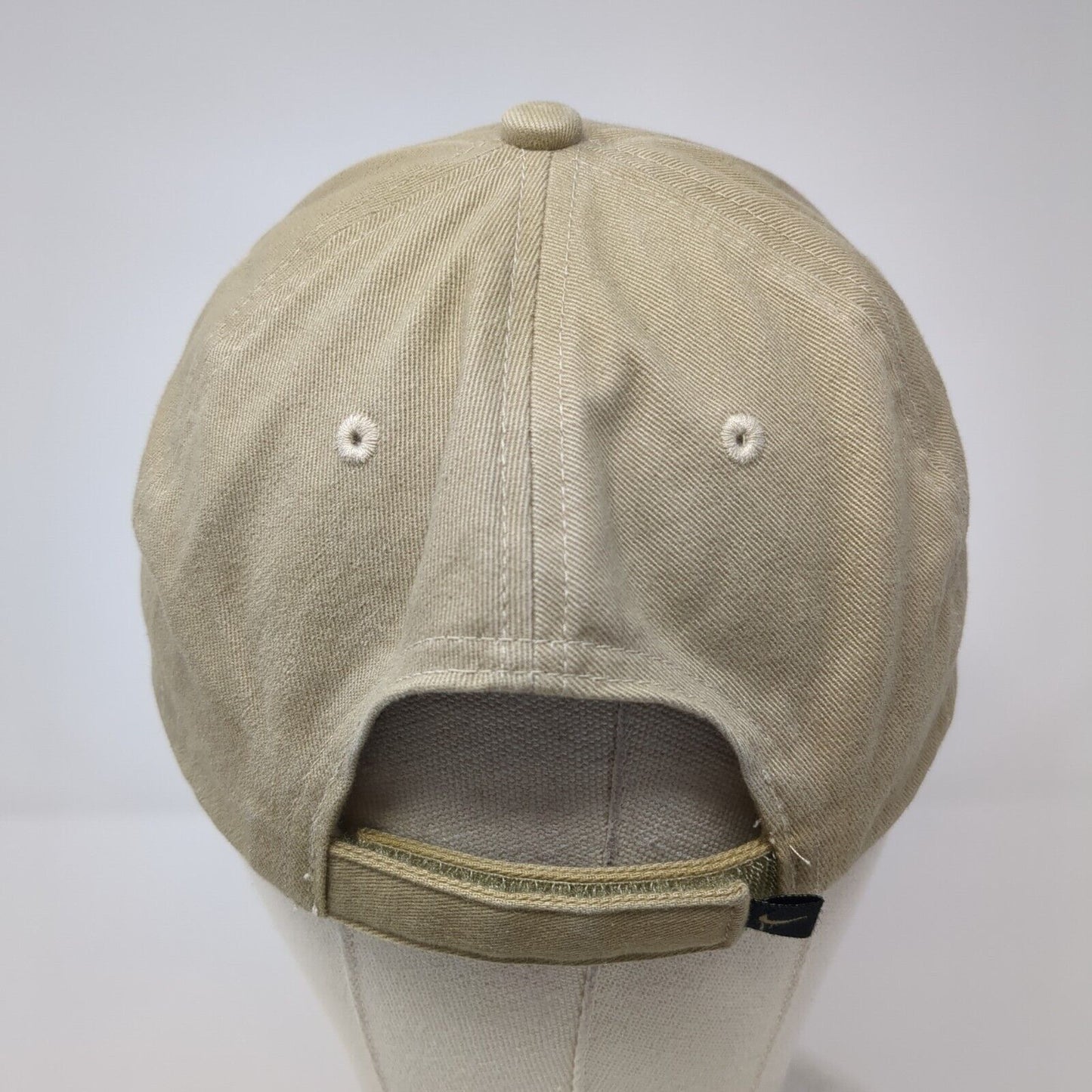 Nike Strapback Hat Tan One Size Adjustable Embroidered Swoosh 6 Panel Cotton