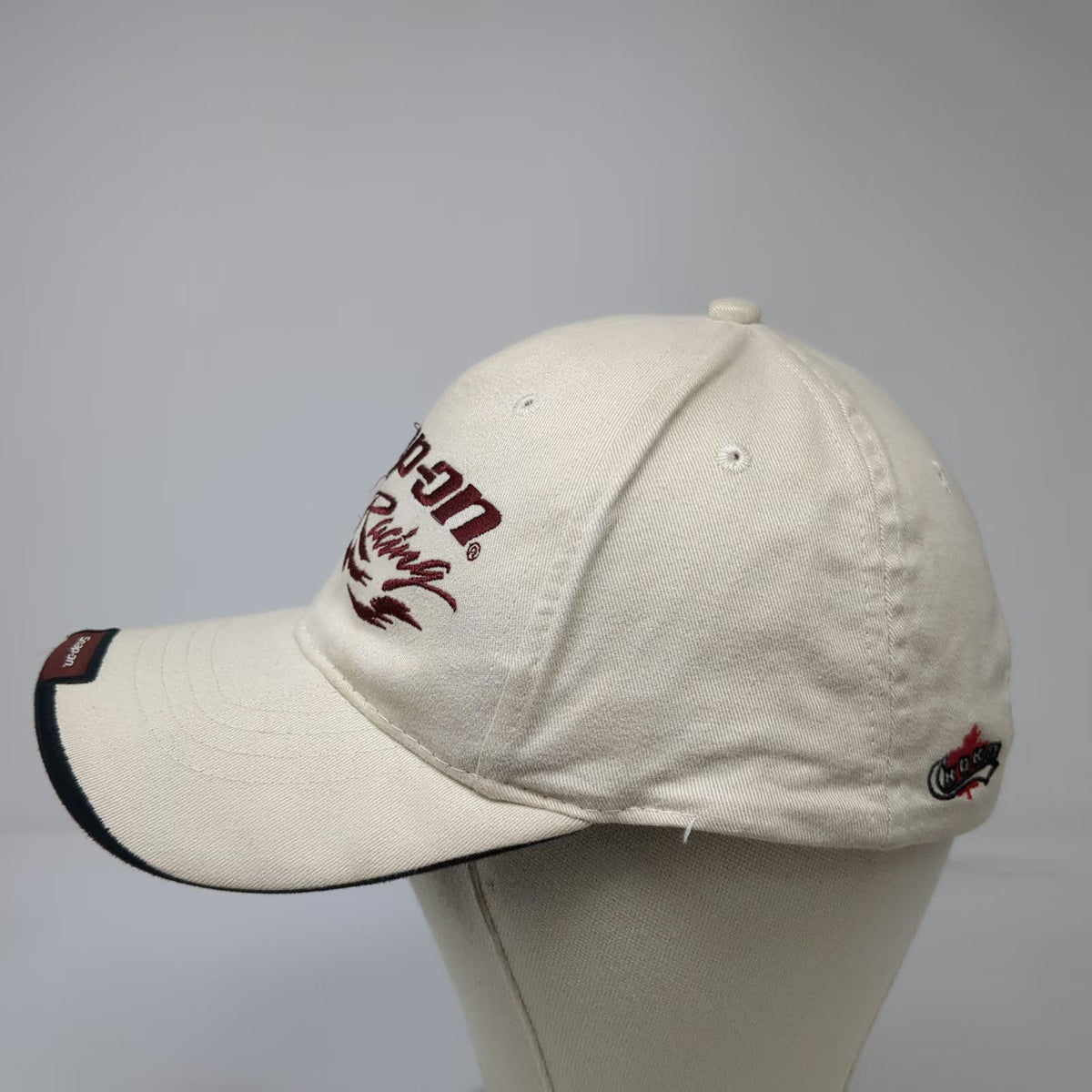 Choko Snap-on Racing Baseball Cap Beige One Size Checkered Flag Embroidered Hat