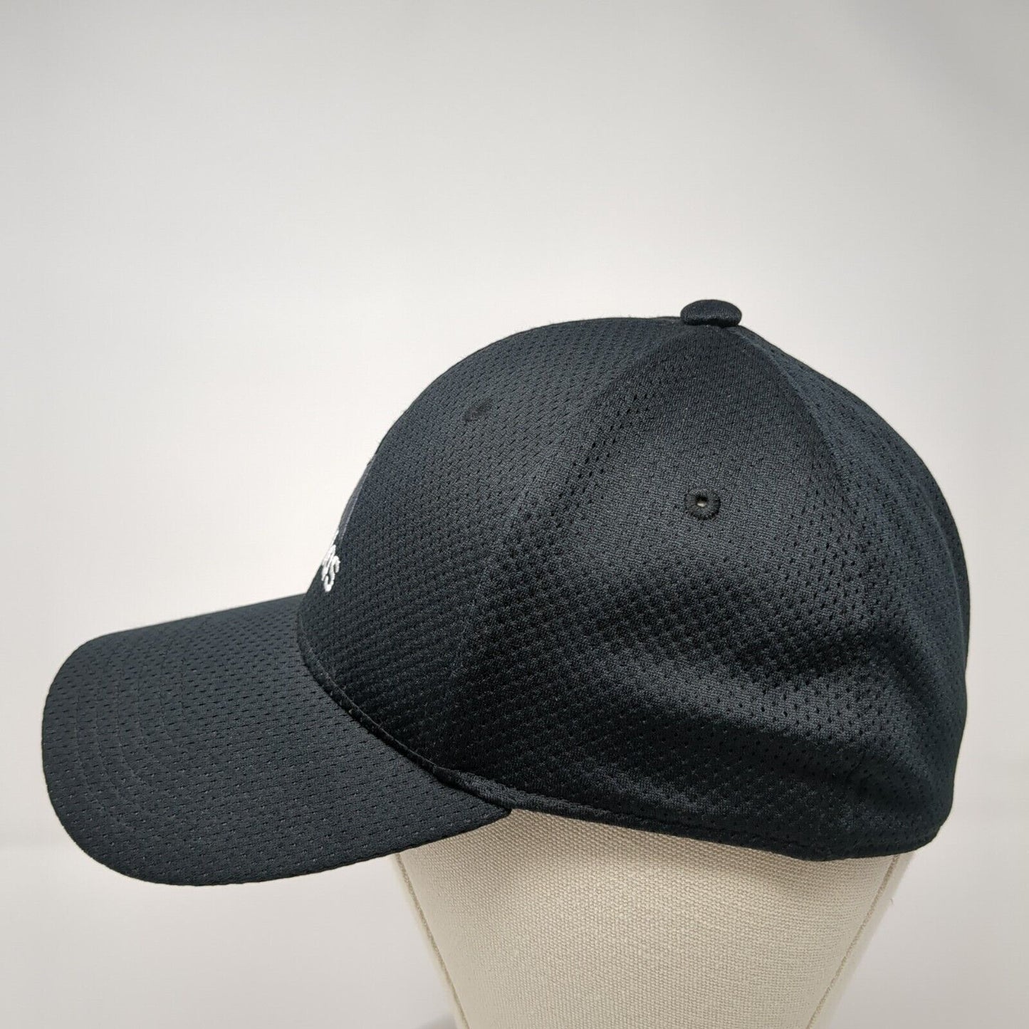 Adidas 3 Stripes Fitted Hat Black One Size Embroidered Logo 6 Panel