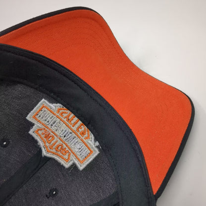Harley-Davidson Black Baseball Cap M Embroidered Shield Logo Fitted Hat Orange