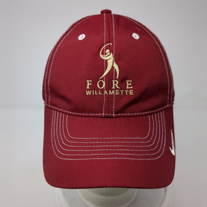 FORE Willamette Strapback Golf Hat Red One Size Adjustable Nike 6 Panel