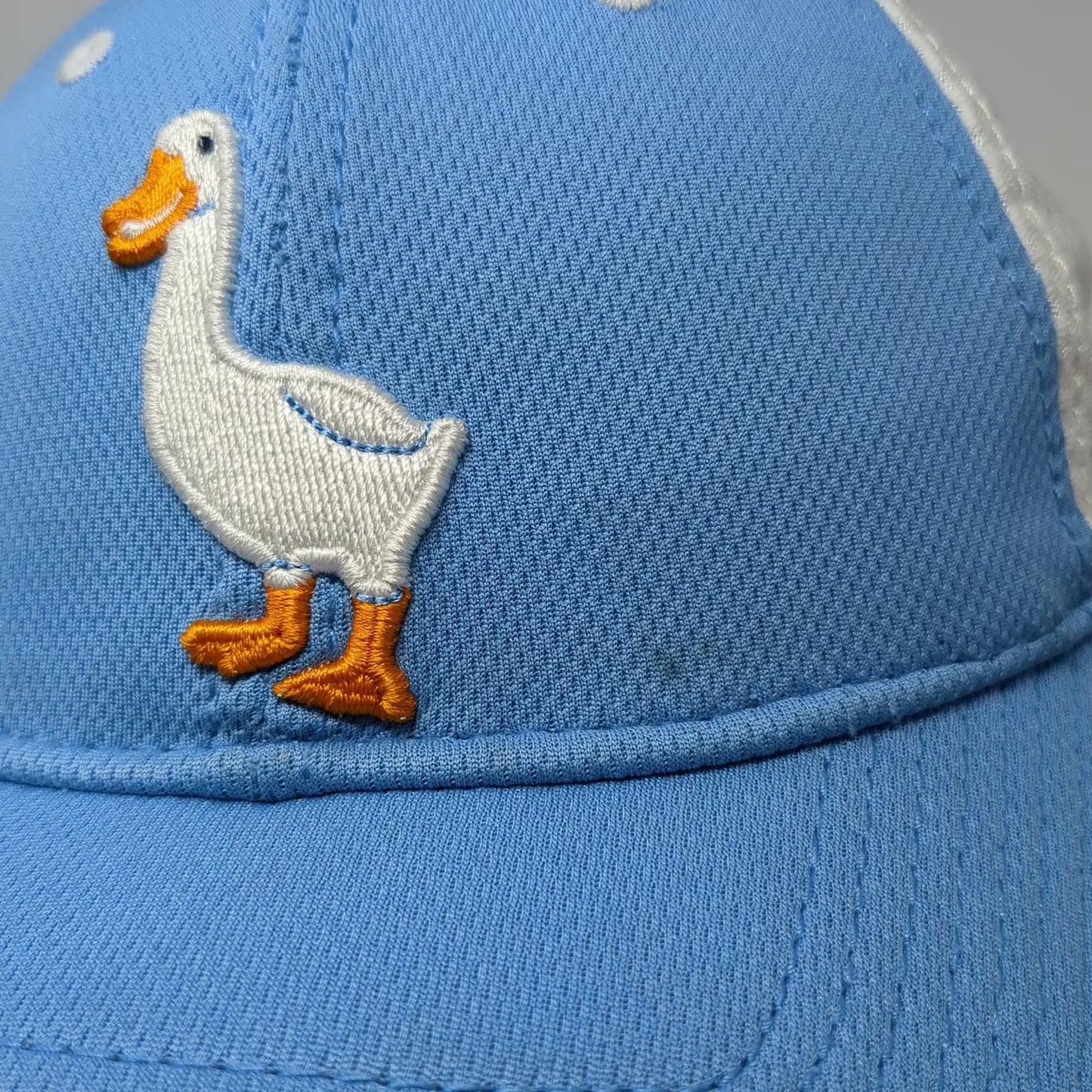 The Game Aflac Duck Mascot Hat Baseball Cap Blue One Size Mesh Back Stretch Fit