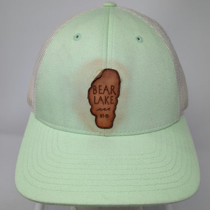 Richardson 115 Trucker Hat Green White L Bear Lake Utah Idaho Leather Patch Mesh