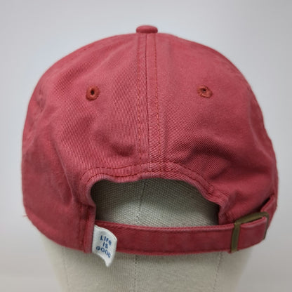 Life is Good Baseball Cap Red One Size Embroidered Mountain Graphic Cotton Hat